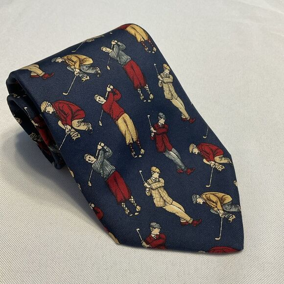 Brooks Brothers Other - Brooks Brothers Makers Mens‎ Tie Vintage Blue Silk Necktie Golf Graphic